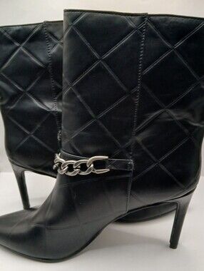 Chinese Laundry Black Pointed Toe Chain Accent Ankle Boots